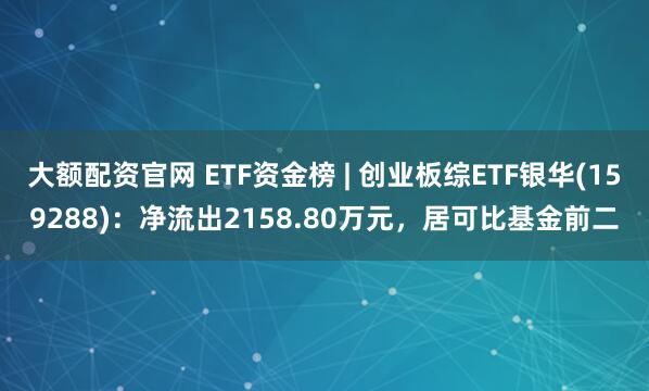 大额配资官网 ETF资金榜 | 创业板综ETF银华(159288)：净流出2158.80万元，居可比基金前二