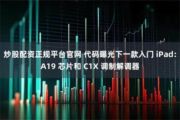 炒股配资正规平台官网 代码曝光下一款入门 iPad：A19 芯片和 C1X 调制解调器